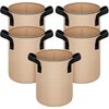 Ipower Grow Bag, 3-gallon, 5-pack, Tan, 5PK GLGROWBAG3X5TAN